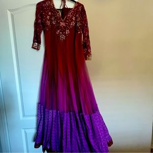 Ombre Pakistani Indian Tulle Gown